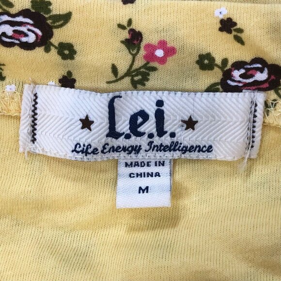 Y2K L.E.I. Yellow Floral Cottagecore Coquette Bustier Halter Top / Medium - Picture 7 of 8